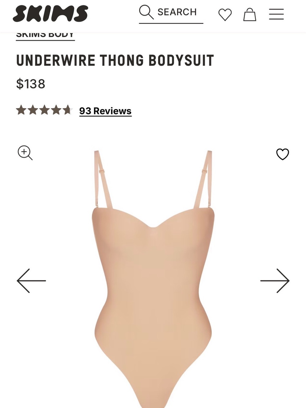 SKIMS Clay Underwire Thong Bodysuit